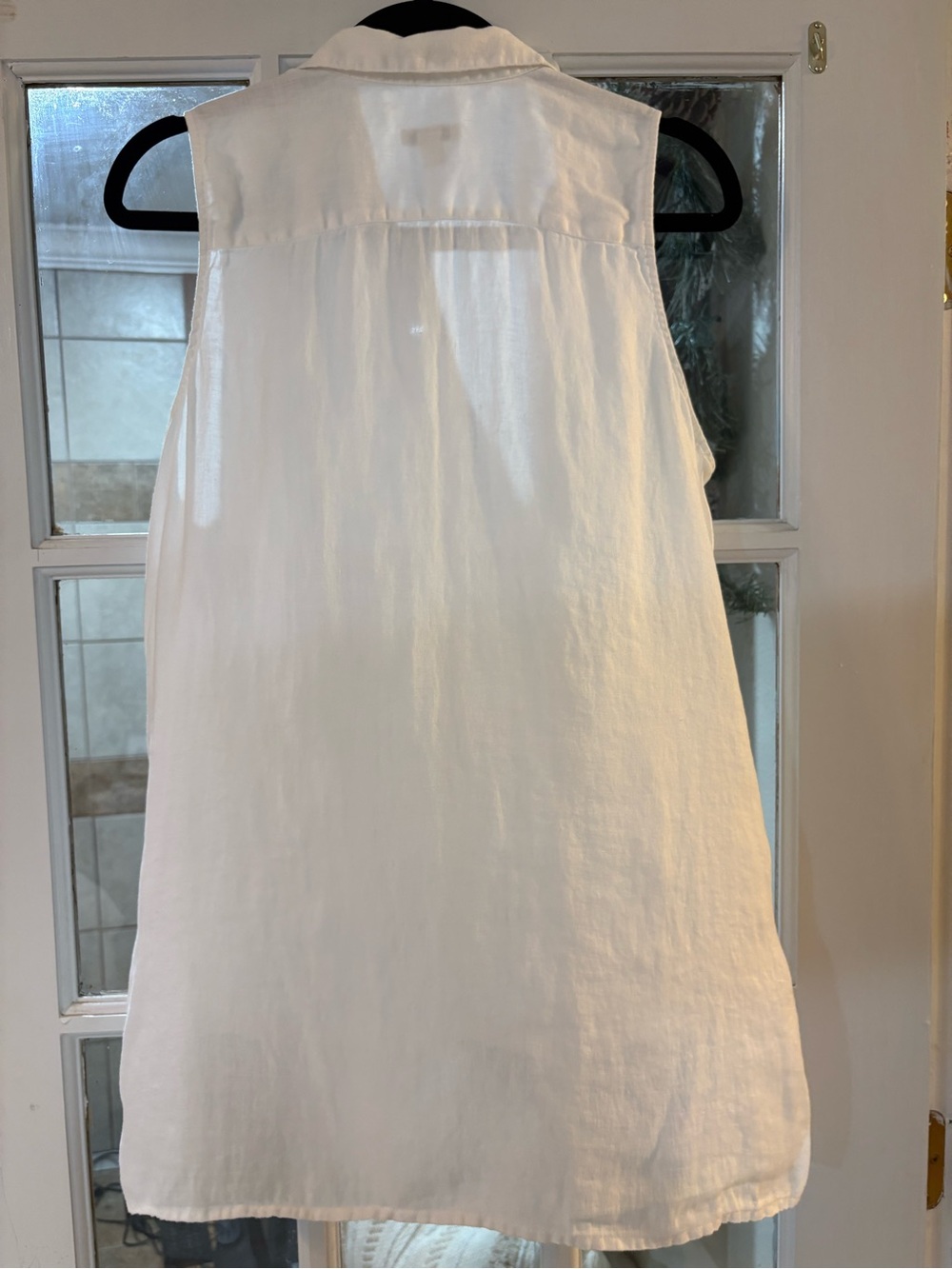 J.Jill Love Linen White 100% Linen Sleeveless Button Front Tunic Top Medium - Picture 4 of 7